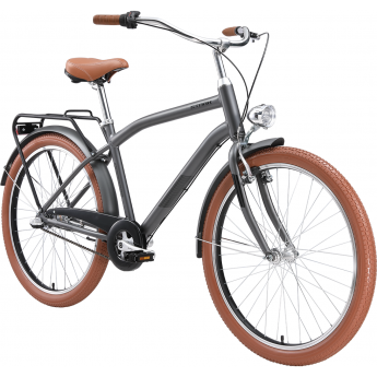 Велосипед STARK'24 COMFORT MAN 3SPEED темно-серый матовый металлик/черный/коричневый 16"
